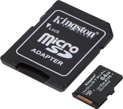 Kingston Industrial microSDXC 64GB Class 10 U3 V30 A1 UHS-I με αντάπτορα