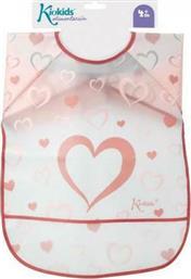 Kiokids Αδιάβροχη Ποδιά Πλαστική με Αυτοκόλλητο ''Peva'' με Τσέπη & Μανίκια Pink Heart