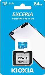 Kioxia EXCERIA microSDXC 64GB Class 10 U1 UHS-I με αντάπτορα από το e-shop