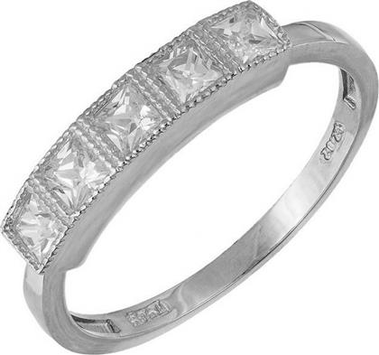 Λευκόχρυσο σειρέ δαχτυλίδι με καρέ πέτρες Κ14 039196 039196 Χρυσός 14 Καράτια από το Kosmima24