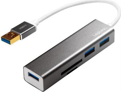 LogiLink USB 3.0 Hub 3 Θυρών με σύνδεση USB-A Ασημί