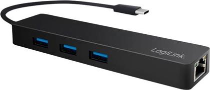 LogiLink USB 3.1 Hub 3 Θυρών με σύνδεση USB-C / Ethernet