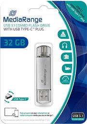 MediaRange 32GB USB 3.0 Stick με σύνδεση USB-A & USB-C Ασημί από το Public