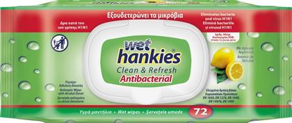 ΜΕΓΑ Wet Hankies Clean & Refresh Antibacterial Lemon 72τμχ από το ΑΒ Βασιλόπουλος