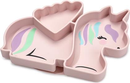 Melii Παιδικό Πιάτο Φαγητού Unicorn από Σιλικόνη Ροζ