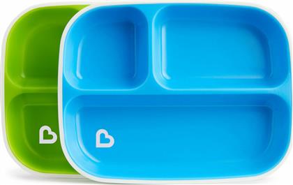 Munchkin Παιδικό Πιάτο Φαγητού Splash Toddler Divided Plates από Πλαστικό Blue/Green 2τμχ