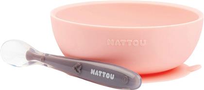 Nattou Σετ Μπολ με Κουτάλι Ροζ-Μωβ 2τμχ από το Spitishop