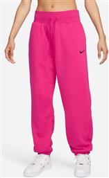 Nike Ψηλόμεσο Παντελόνι Γυναικείας Φόρμας Φούξια Fleece
