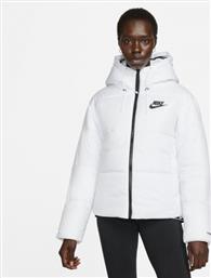 Nike Sportswear Therma Fit Repel Κοντό Γυναικείο Puffer Μπουφάν για Χειμώνα Λευκό