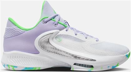Nike Zoom Freak 4 Χαμηλά Μπασκετικά Παπούτσια White / Oxygen Purple / Black / Stadium Green από το Cosmos Sport