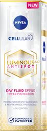 Nivea Cellular Luminous 630 Anti Spot Λεπτόρρευστη Κρέμα Προσώπου Ημέρας με SPF50 για Ενυδάτωση & Ατέλειες με Υαλουρονικό Οξύ 40ml