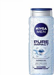 Nivea Men Pure Impact Αφρόλουτρο σε Gel για Άνδρες για Πρόσωπο , Μαλλιά & Σώμα 500ml