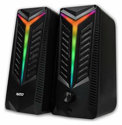 NOD Aurora 2.0 RGB Ηχεία Υπολογιστή 2.0 με RGB Φωτισμό και Ισχύ 16W σε Μαύρο Χρώμα