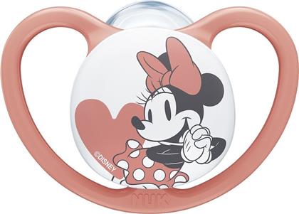 Nuk Ορθοδοντική Πιπίλα Σιλικόνης για 6-18 μηνών Space Mickey & Minnie με Θήκη Ροζ από το Designdrops