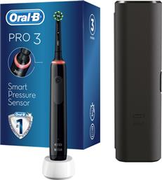 Oral-B Pro 3 3500 Cross Action Ηλεκτρική Οδοντόβουρτσα με Αισθητήρα Πίεσης Black Edition από το e-shop