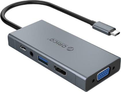 Orico MC-U501P USB-C Docking Station με HDMI 4K PD και συνδεση 2 Οθονών Γκρι