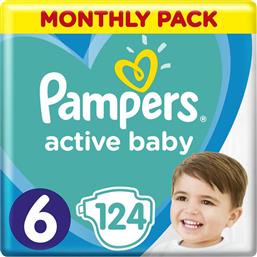 Pampers Active Baby Πάνες με Αυτοκόλλητο No. 6 για 13-18kg 124τμχ από το ΑΒ Βασιλόπουλος