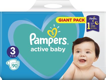 Pampers Active Baby Πάνες με Αυτοκόλλητο No. 3 για 6-10kg 90τμχ