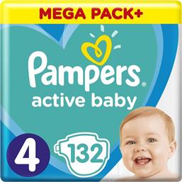 Pampers Active Baby Πάνες με Αυτοκόλλητο No. 4 για 9-14kg 132τμχ από το Pharm24