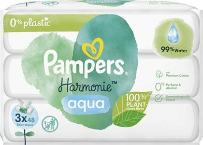 Pampers Harmonie Aqua Μωρομάντηλα με 99% Νερό, χωρίς Οινόπνευμα & Άρωμα 3x48τμχ από το Pharm24