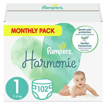 Harmonie Πάνες με Αυτοκόλλητο No. 1 για 2-5kg 102τμχ Pampers από το Pharm24