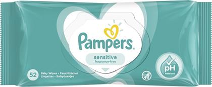 Pampers Sensitive Μωρομάντηλα χωρίς Οινόπνευμα & Άρωμα 52τμχ