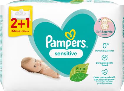 Pampers Sensitive Μωρομάντηλα χωρίς Parabens 3x52τμχ από το Pharm24