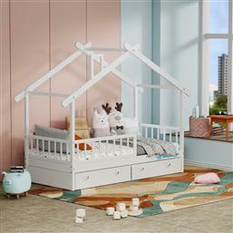 Παιδικό Κρεβάτι Τύπου Montessori Μονό για Στρώμα 90x200cm Λευκό Moonlight από το Spitishop