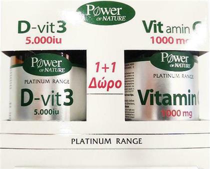 Power Of Nature Classics Platinum Range Vitamin D-Vit3 5000iu 60 ταμπλέτες & Vitamin C 1000mg 20 ταμπλέτες