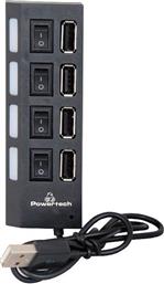 Powertech USB 2.0 Hub 4 Θυρών με σύνδεση USB-A