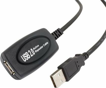 Powertech USB 2.0 Cable USB-A male - USB-A female Μαύρο 25m (CAB-U056)
