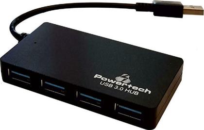 Powertech USB 3.0 Hub, 4 Ports, DC port, Μαύρο PT-705