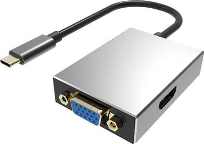 Powertech USB-C Docking Station με HDMI 4K Γκρι (PTH-050)