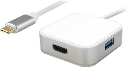 Powertech USB-C Docking Station με HDMI 4K PD Λευκό (PTH-042)