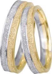 Διαμανταρισμένες βέρες γάμου σε διχρωμία Κ14 BRS0616D BRS0616D Χρυσός 14 Καράτια μεμονωμένο τεμάχιο από το Kosmima24