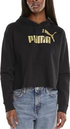 Puma Cropped Γυναικείο Φούτερ με Κουκούλα Μαύρο από το SportsFactory