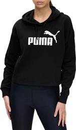 Puma ESSENTIALS Cropped Γυναικείο Φούτερ με Κουκούλα Μαύρο