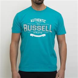 Russell Athletic Ανδρικό T-shirt Τιρκουάζ με Στάμπα