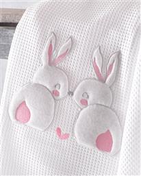 Rythmos Κουβέρτα Κούνιας Rabbitty Πικέ Λευκό / Ροζ 120x150εκ.