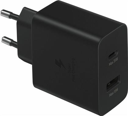 Samsung Φορτιστής Χωρίς Καλώδιο με Θύρα USB-A και Θύρα USB-C 35W Μαύρος (EP-TA220NBEGEU) από το Public