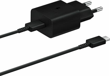 Samsung Φορτιστής με Θύρα USB-C και Καλώδιο USB-C 15W Power Delivery Μαύρος (EP-T1510X) από το e-shop