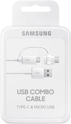 Samsung Regular USB to micro USB / Type-C Cable Λευκό 1.5m (EP-DG930DWEG)