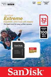 Sandisk Extreme Action microSDHC 32GB Class 10 U3 V30 A1 UHS-I με αντάπτορα από το e-shop
