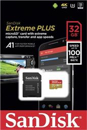Sandisk Extreme Plus microSDHC 32GB Class 10 U3 V30 A1 UHS-I με αντάπτορα