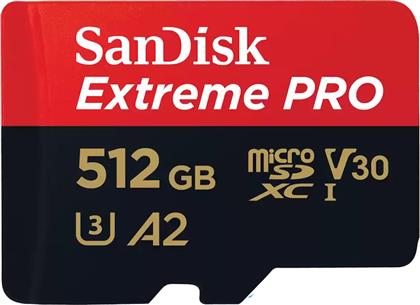 Sandisk Extreme Pro microSDXC 512GB U3 V30 A2 UHS-I με αντάπτορα 200MB/s