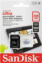Sandisk Ultra microSDHC 256GB Class 10 U1 UHS-I με αντάπτορα