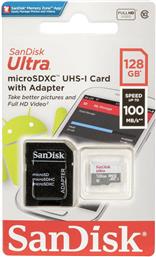 Sandisk Ultra microSDXC 128GB Class 10 U1 A1 με αντάπτορα