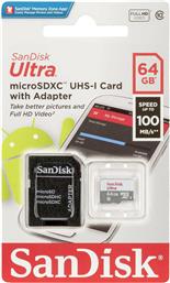 Sandisk Ultra microSDXC 64GB Class 10 with Adapter Photo (SDSQUNR-064G-GN3MA) από το e-shop