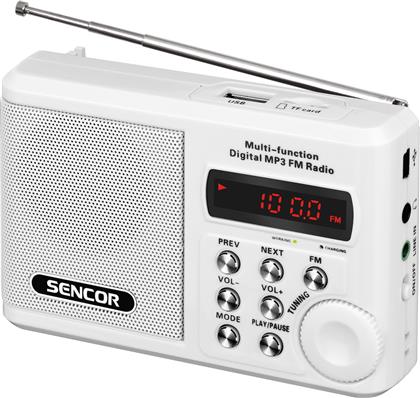 Sencor SRD-215 Ραδιοφωνάκι Επαναφορτιζόμενο με USB Λευκό White από το e-shop