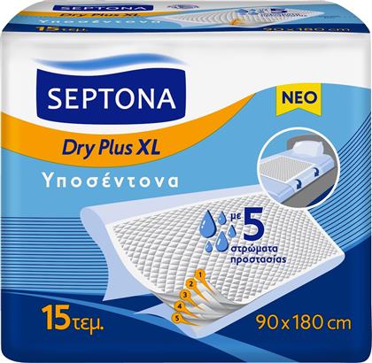 Septona Dry Plus XL Υποσέντονα Ακράτειας 5 Σταγόνων 90x180cm 15τμχ